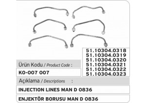 51.10304.0318 MAN D 0836 Enjektör Borusu 51.10304.0319 51.10304.0320 51.10304.0321 51.10304.0322 51.10304.0323